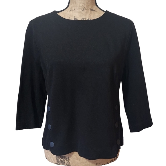 CAbi Structured Black Button Blouse - Large - Picture 2 of 10